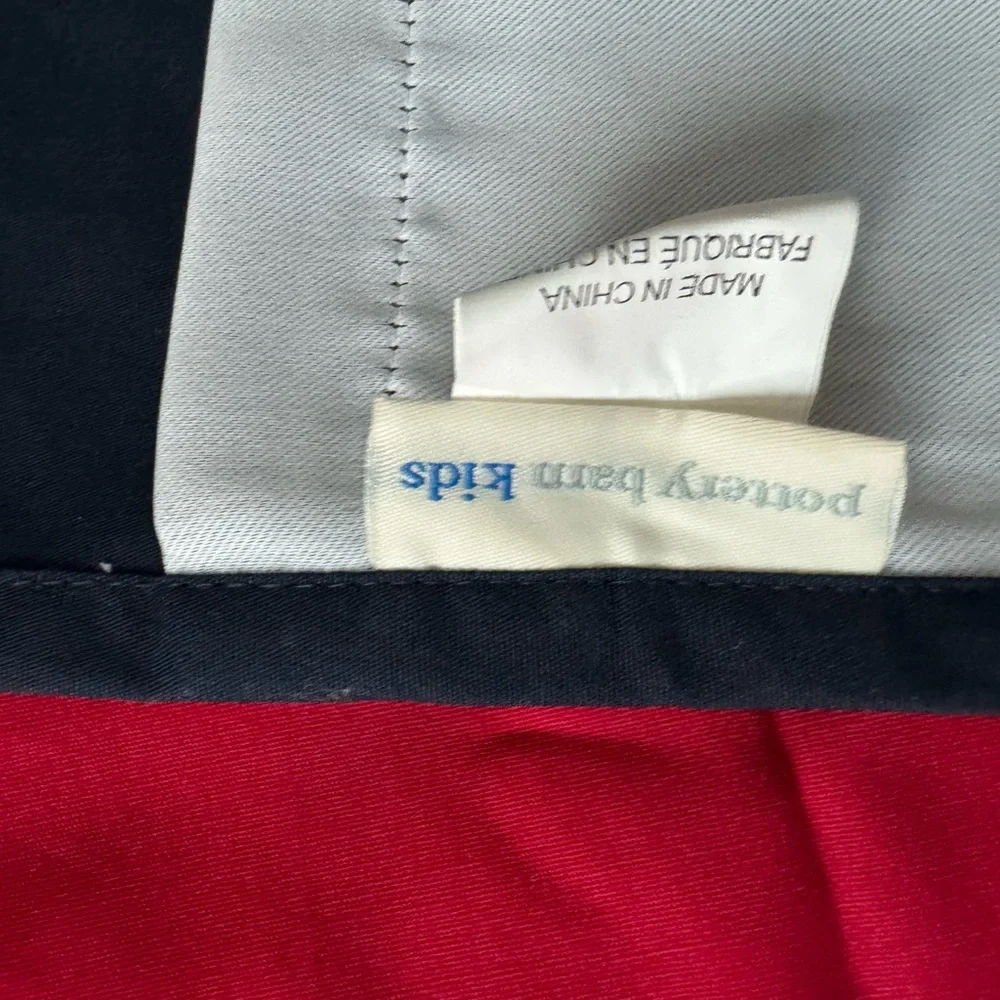 POTTERY BARN KIDS RUGBY STRIPE RED NAVY KHAKI BLACKOUT GROMMET PANELS (2)Panels